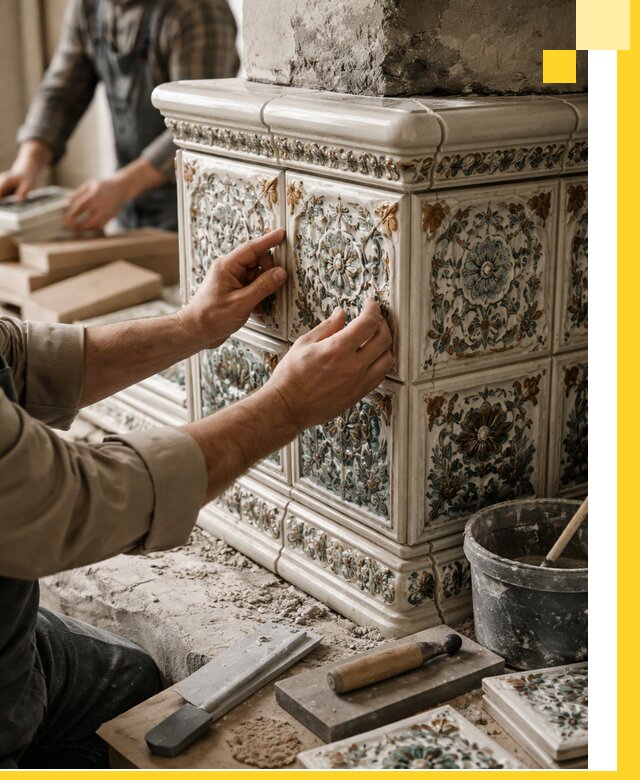 Изразцовые камины под ключ в Качканаре: проект и монтаж