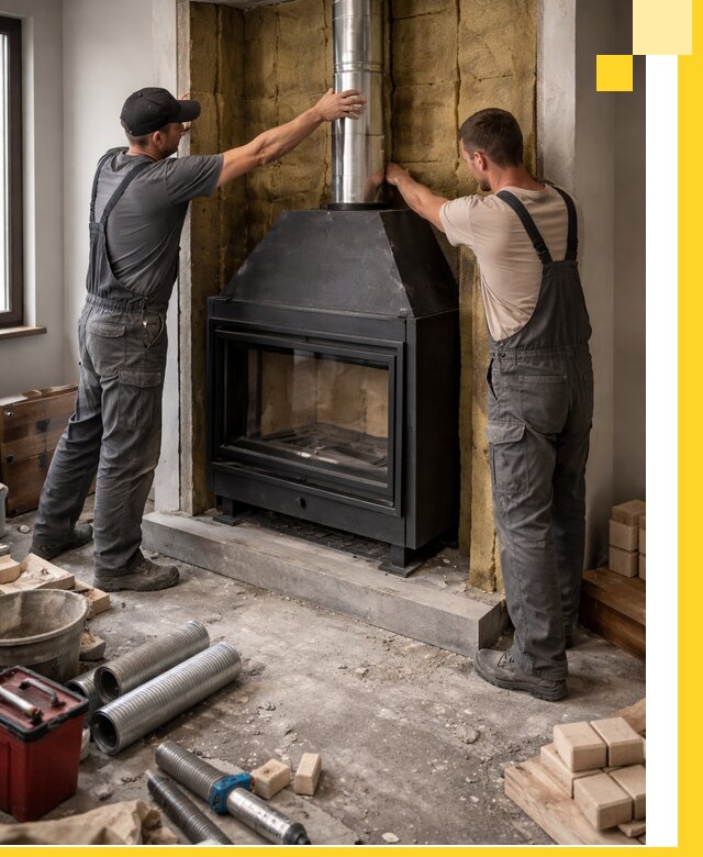 Изготовление и монтаж закрытых каминов в Качканаре под ключ