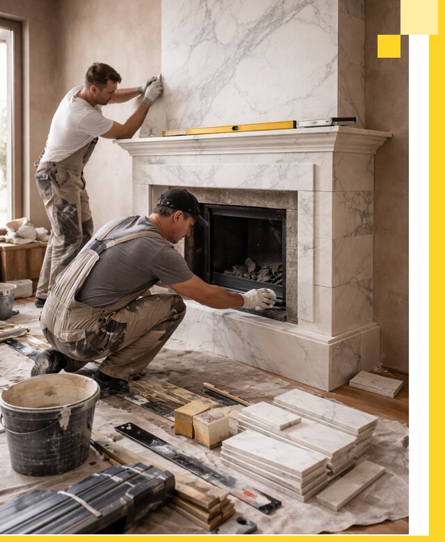 Отделка каминов в Качканаре качественные облицовочные работы