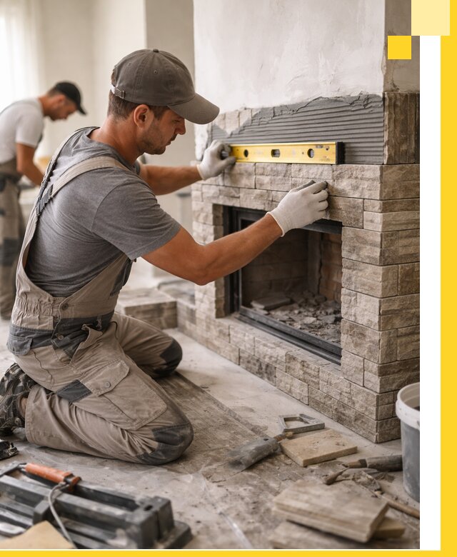 Облицовка каминов в Качканаре, монтаж и отделка натуральным камнем