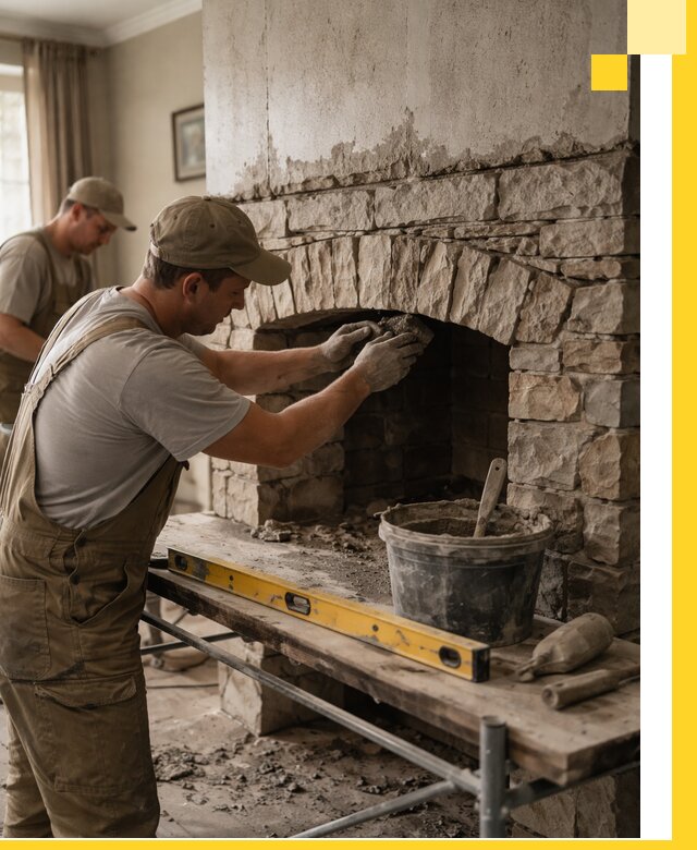 Изготовление каминов под ключ в Качканаре, монтаж и отделка