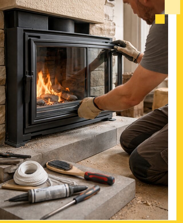 Производство, монтаж и доставка каминов со стеклом в Качканаре