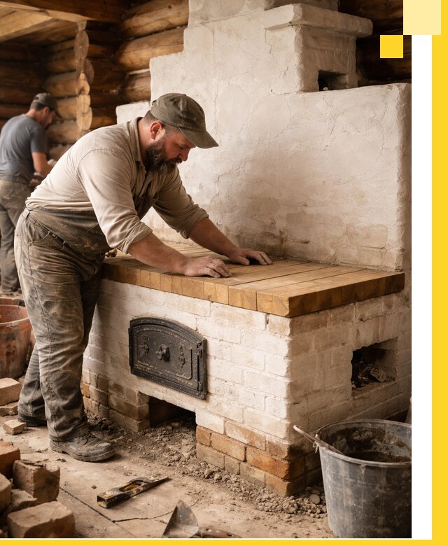 Проектирование и установка русской печи с лежанкой в Качканаре