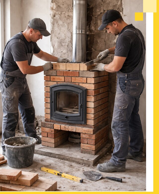 Монтаж печи камина под ключ в Качканаре с гарантией и пусконаладкой