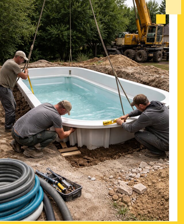 Установка и монтаж композитных бассейнов под ключ в Качканаре