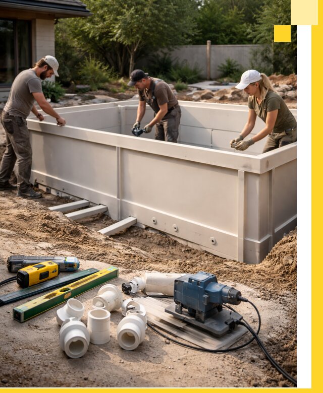 Установка полипропиленовых бассейнов под ключ в Качканаре