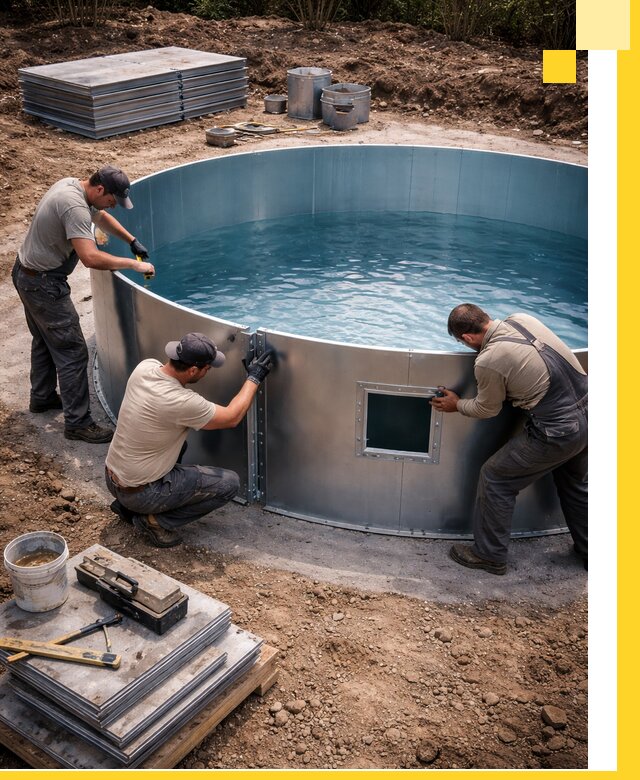 Круглые бассейны под ключ в Качканаре проектирование и монтаж