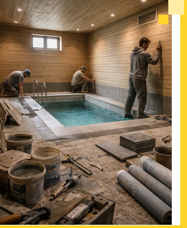 Строительство бани с бассейном и сауной под ключ в Качканаре