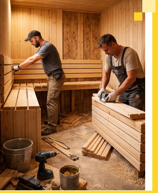 Профессиональный комплексный ремонт саун под ключ в Качканаре