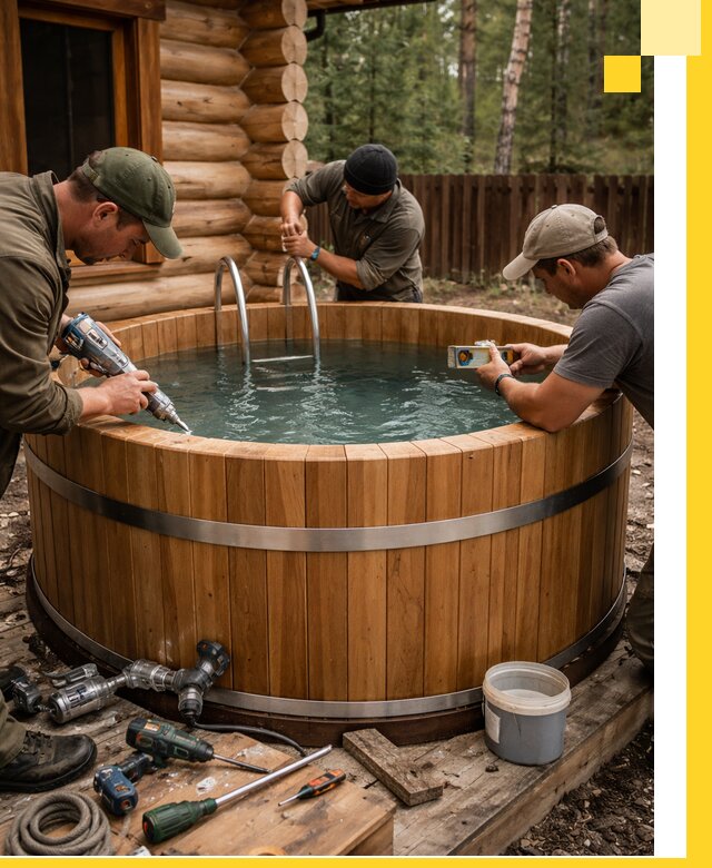 Строительство бань с купелью под ключ и отделкой в Качканаре