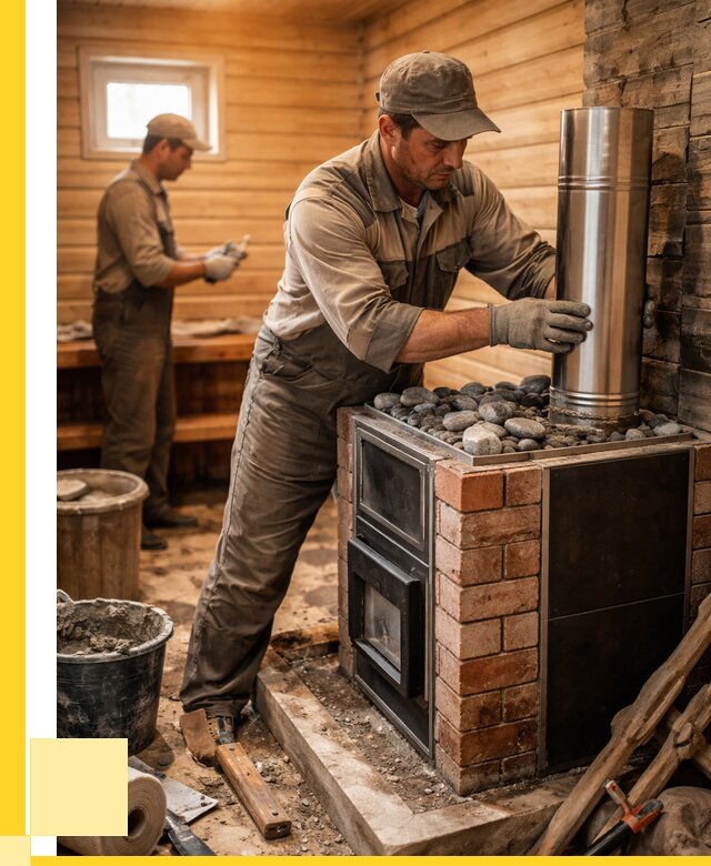 Монтаж печи в бане под ключ в Качканаре от 20506 р. | ЭриданКчк