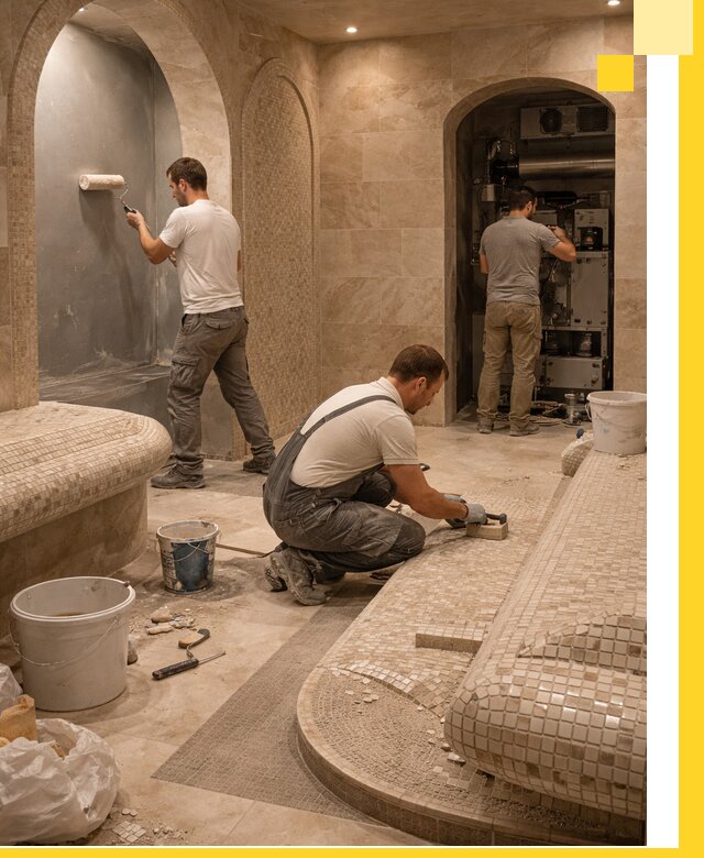 Строительство бани с хамамом и бассейном под ключ в Качканаре