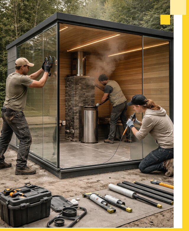 Проектирование и строительство стеклянных бань в Качканаре