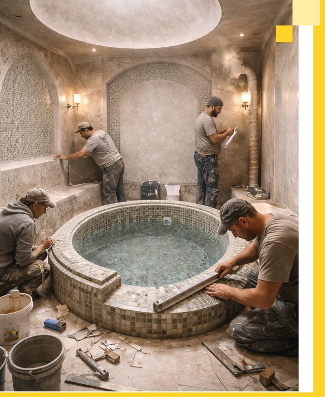 Профессиональное строительство хамама с бассейном в Качканаре под ключ