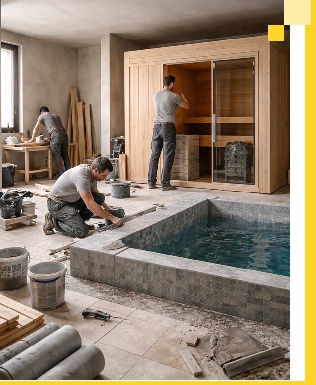 SPA зоны под ключ с бассейном сауной и печью в Качканаре